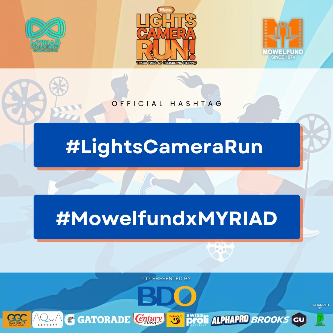 🎬 IT’S GO TIME!

#LightsCameraRun is happening TODAY — the spotlight’s on YOU! 👟🔥
Ready to run for Philippine cinema and make history on the move?

🎞️ D-DAY IS HERE — let’s turn the streets into a blockbuster scene!
See you!

<a href="/aldenrichards02/">Alden Richards</a> <a href="/myriad_corp/">MYRIAD Corporation</a> 
#MowelfundxMYRIAD