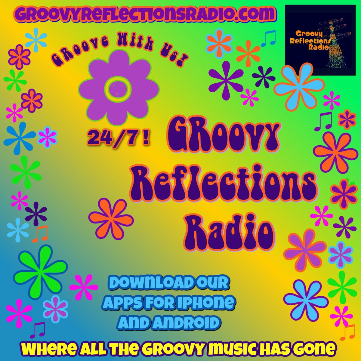 Where all the GRoovy music has gone, 24 hours a day. Listen via the website, groovyreflectionsradio.com (click on the LISTEN Tab), download our mobile app, or ask Alexa to "Play Groovy Reflections Radio."