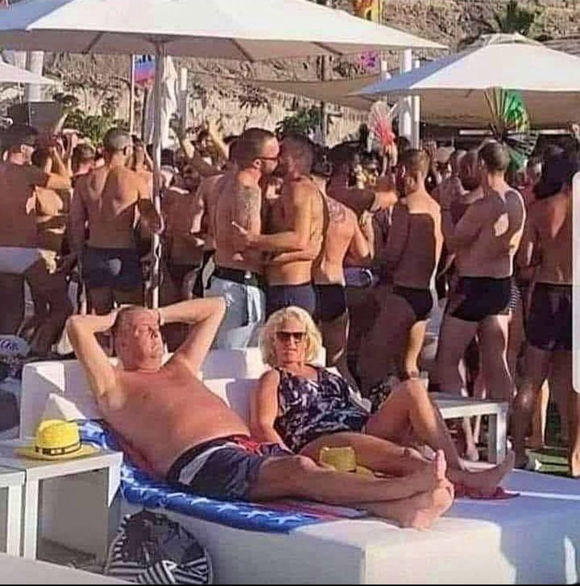 No one told Pat and Brian from Essex there was a massive gay pool party at their hotel when they booked 🤣😂