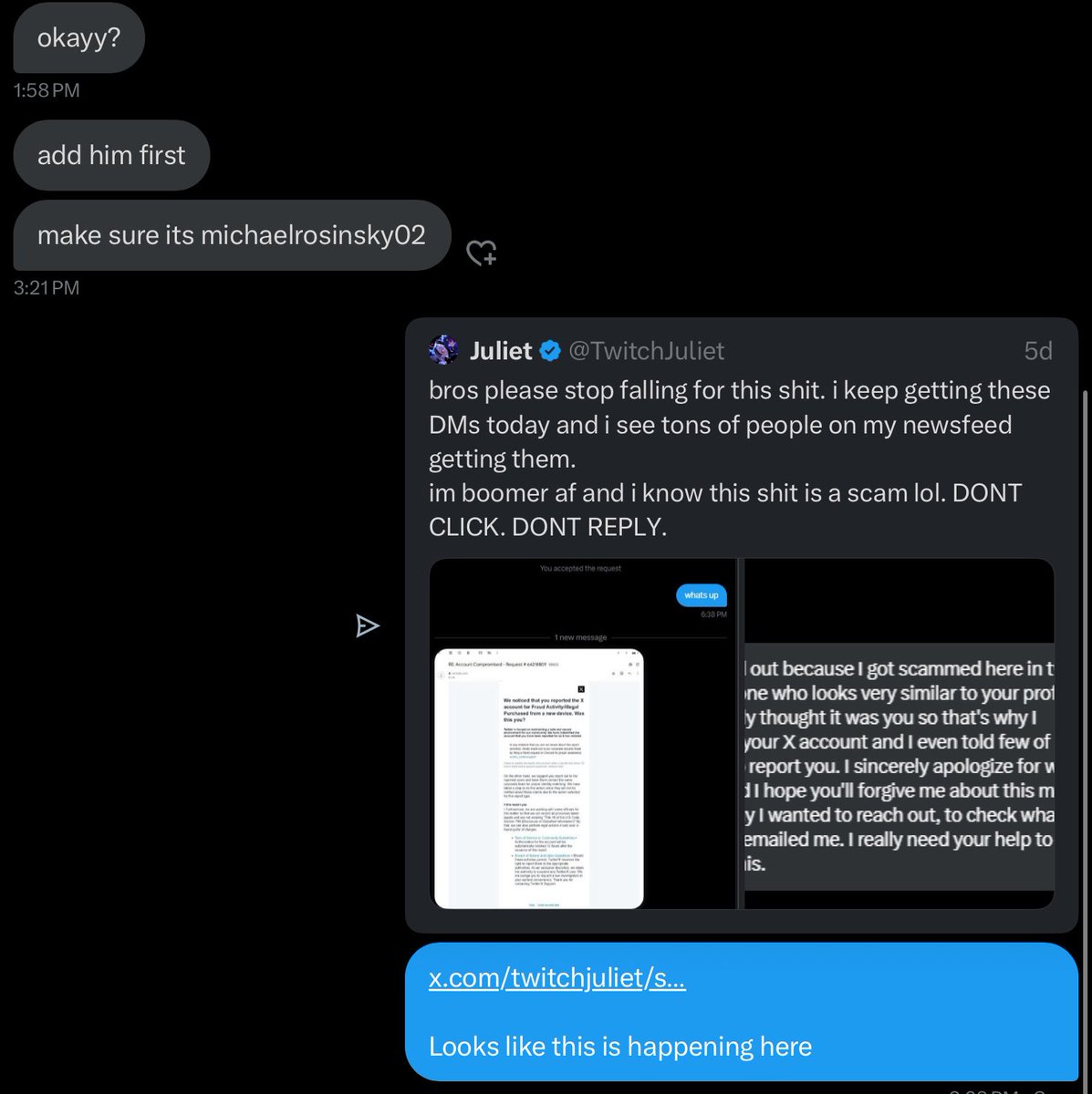 Bruh this just happened to me 

(Guys did @/TheDark37734334 acc got hacked or something?? Or am I being trolled???)