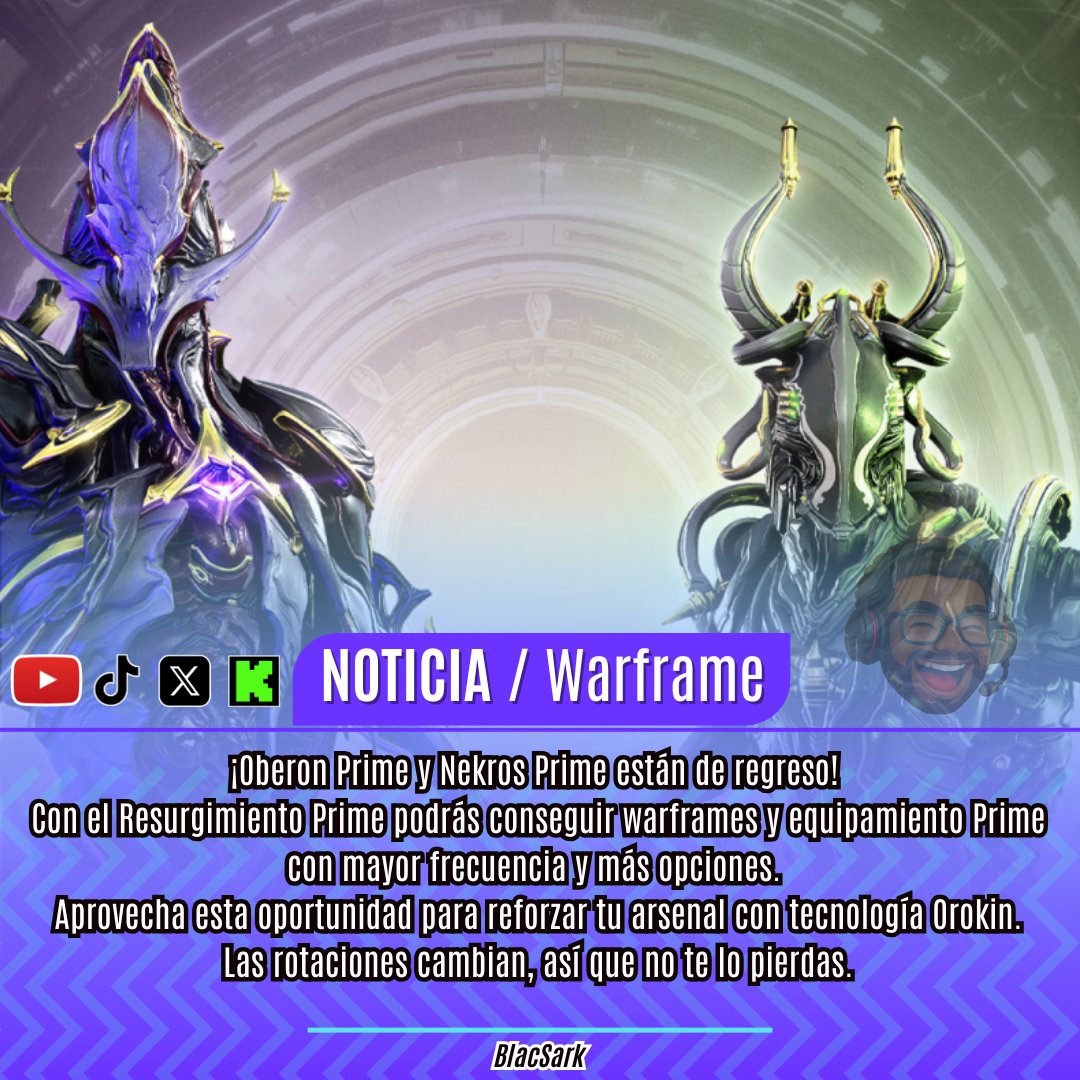 BlacSark's tweet photo. #Warframe #OberonPrime #NekrosPrime #ResurgimientoPrime #GamingNews #NoticiasGamer #WarframeLatino #Warframes #DigitalExtremes #FreeToPlay #JuegosGratis #PCGaming #PS5 #XboxSeriesX https://t.co/whbgB7wqDQ