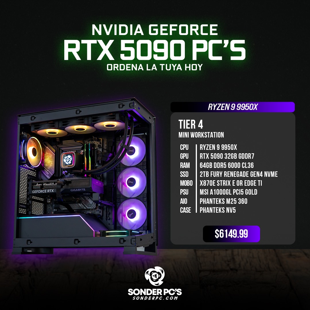 RTX 5090's are on their way for our builds, so here are some pre configured offers.

Get a free XL mousepad with your PC purchase!

sonderpc.com