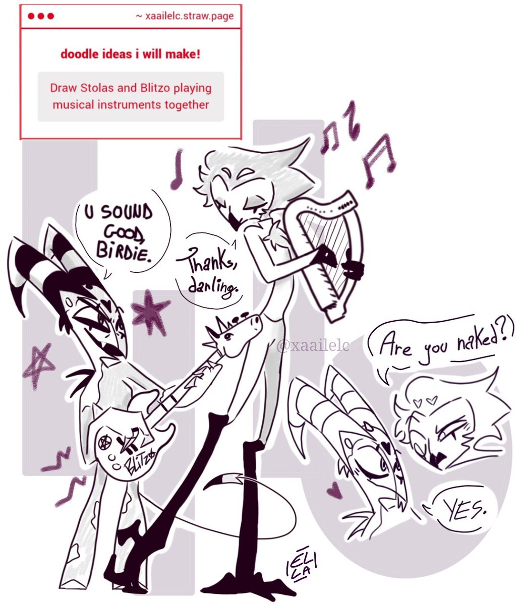 I loved drawing it 🎸🎸

#HelluvaBoss #Stolitz #HellubaBossFanart #HelluvaBossStolas #blitz