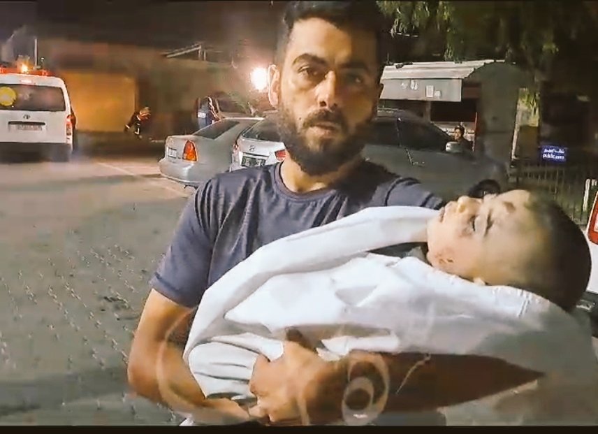 PalPress24's tweet image. They killed my child Rakan, the baby I had long awaited with love and longing.
They wounded my wife, and my daughter Layan came out from under the rubble crying without her brother, without a warm embrace.
They destroyed my home and my family's home. We have nothing left..
And…