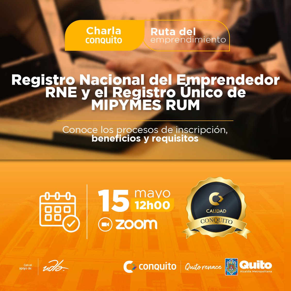 ConquitoUIO's tweet image. 🛜 #AprendeConQuito | #ConQuito y @UDLAEcuador te invitan a esta charla virtual.
¡No te pierdas el Taller de Registro Nacional del Emprendedor (RNE) y Registro Único de MIPYMES (RUM)!
Aprende a formalizar tu negocio y descubre grandes beneficios 👉 bit.ly/4iXv9j5