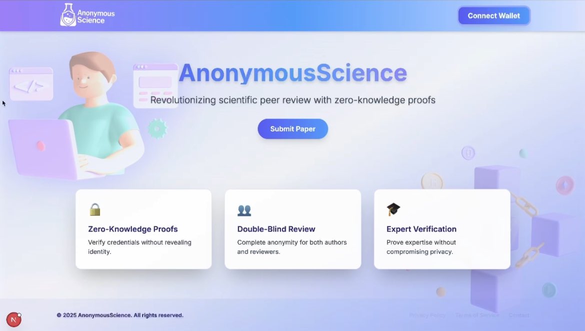 New Era: Credibility Academy

Let us explore Zero-Knowledge (ZK) systems with our Anonymous Science Project.

There is no doubt that Zero-Knowledge Proofs are set to replace traditional technologies.
One of the most impactful fields leveraging ZK will be science and academia.