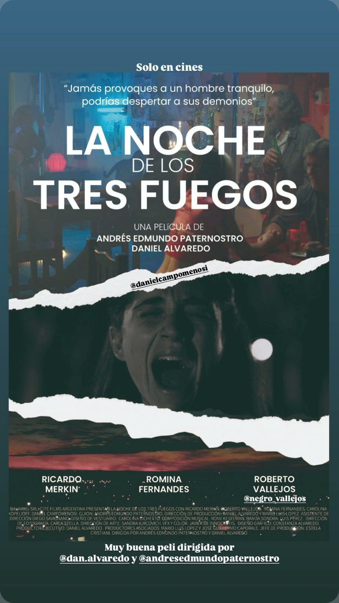 Estreno en cines La noche de los tres fuegos #cinenacional #cineargentino