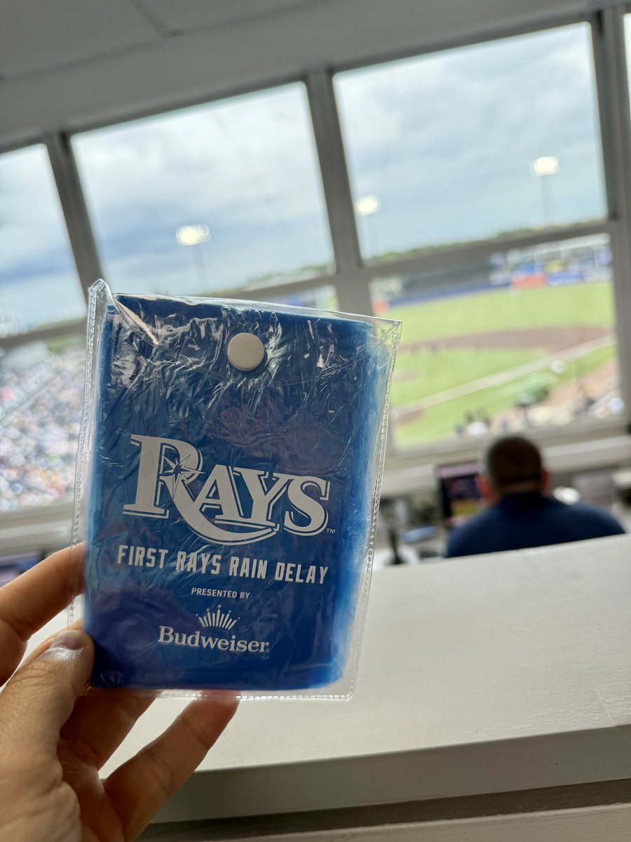 The first giveaway at Steinbrenner Field is not only a poncho, but a branded “First Rays Rain Delay” poncho! #RaysUp