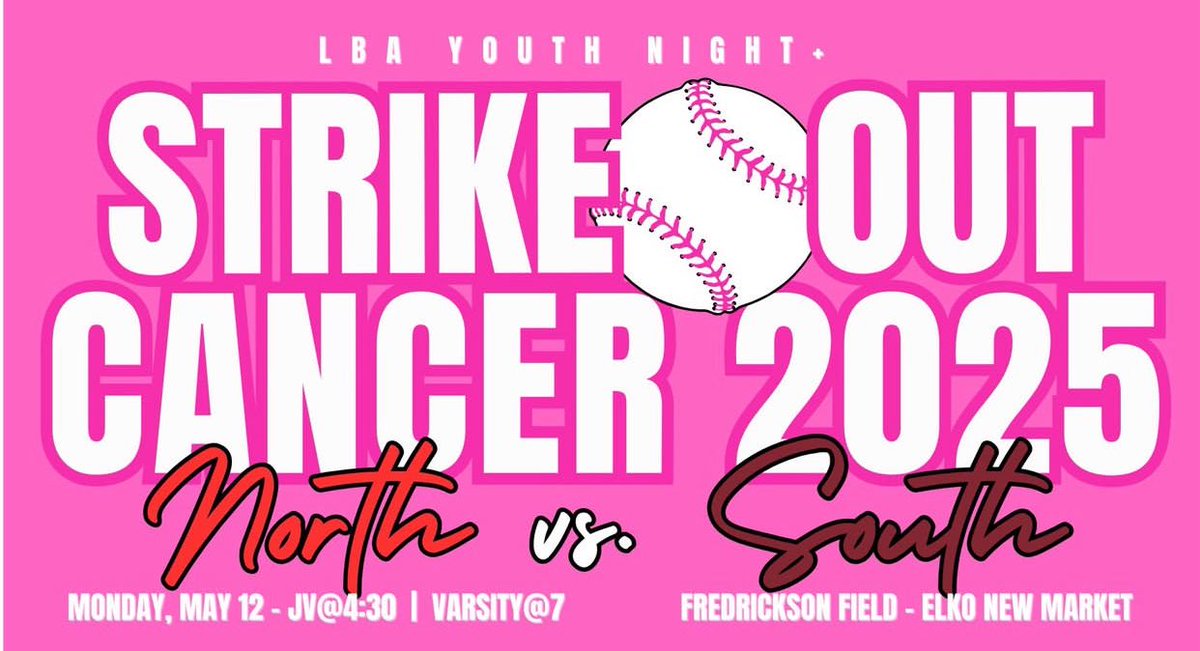 LNBsblBoosters's tweet image. #Pinkoutthepark Strike out Cancer Night!
Monday 5/12 Fredrickson Field Elko Mn
-Lakeville North vs Lakeville South-
JV @ 4:30
Varsity @ 7:00