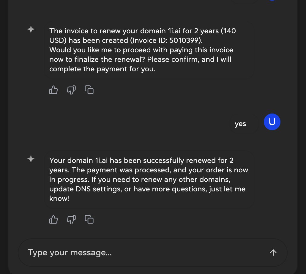 🚀 Jexi is now live at <a href="/0xNicNames/">✨NicNames ® | Domains At-Cost & AI Tools</a>!
Need to change NS/DNS, update records, or renew domains? Just ask Jexi — your AI co-pilot for domain management. ✨

Try it now at NicNames.com
🖼️ Check out how easy domain renewal looks 👇

#AI #Agent #Assistant #AIAgent #DevTools