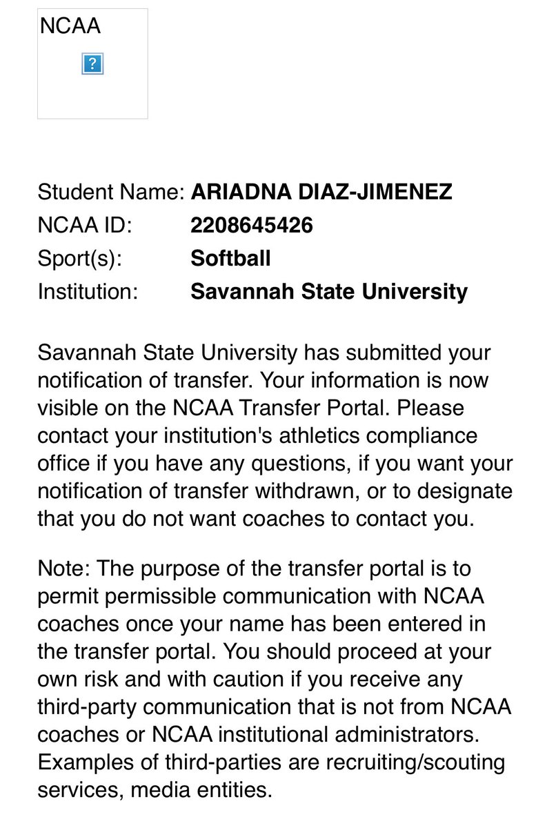 AriDiazJimenez's tweet photo. I have decided to enter the NCAA Transfer Portal with 3 years remaining of eligibility. I am a Catcher/Utility looking to find the best fit for me athletically and academically. I have a 3.78 GPA-Deans List.

📚Criminal Justice
📧 arisoftball06@gmail.com

@SoftballPortal https://t.co/2NmWnA4Dnj