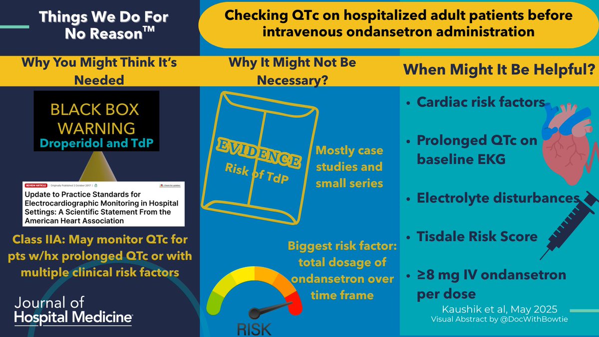 Journal of Hospital Medicine (@jhospmedicine) on Twitter photo 🫀❌ Should we really be checking QTc before IV ondansetron?
This #TWDFNR finds routine ECGs may delay care without benefit.
🔗: doi.org/10.1002/jhm.13…
✍️: @yalemedpeds
🖼️: #VisualAbstract by <a href="/DocWithBowtie/">Joe Thomas, MD, FHM</a> 🫀❌ Should we really be checking QTc before IV ondansetron?
This #TWDFNR finds routine ECGs may delay care without benefit.
🔗: doi.org/10.1002/jhm.13…
✍️: @yalemedpeds
🖼️: #VisualAbstract by <a href="/DocWithBowtie/">Joe Thomas, MD, FHM</a>
