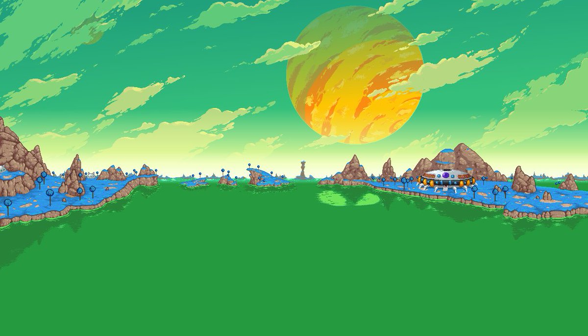 Kirb_Star's tweet photo. Incredibly happy with the reception of the newest release of SSF2!
Incredibly proud of the new Namek background we sprited as a team, really happy reception has been so positive with the new release. I aimed to make the sky as close as possible as it was in the actual anime :) https://t.co/F7OUzERk2b