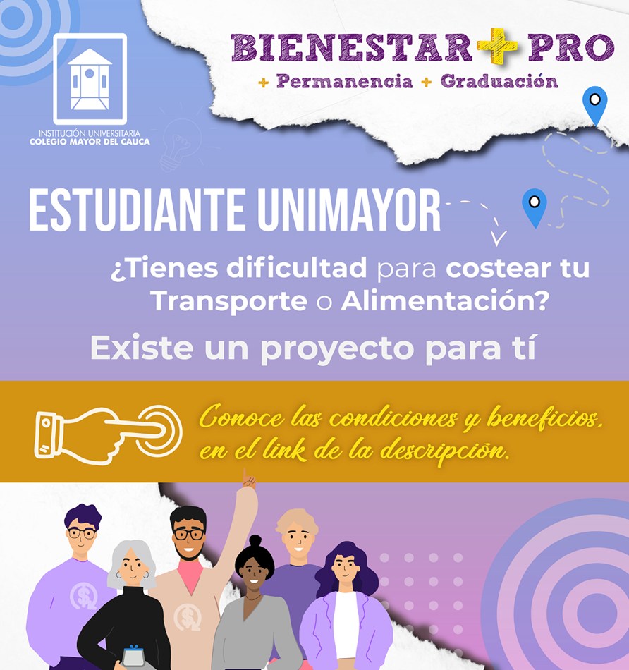 Proyecto de Alimentación y Transporte (B+EAT), una iniciativa que busca apoyarte con servicios fundamentales, todo esto en el marco de nuestra Política Institucional de Promoción de la Permanencia y Graduación Estudiantil UNIMAYOR.
Más info: acortar.link/C71neu