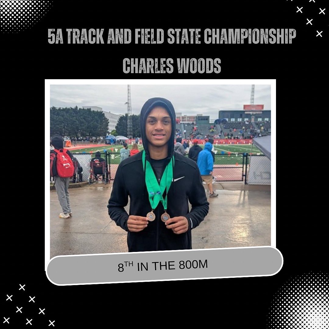 Congratulations to Charles Woods for his 8th place finish in the 800m at the State Championship!