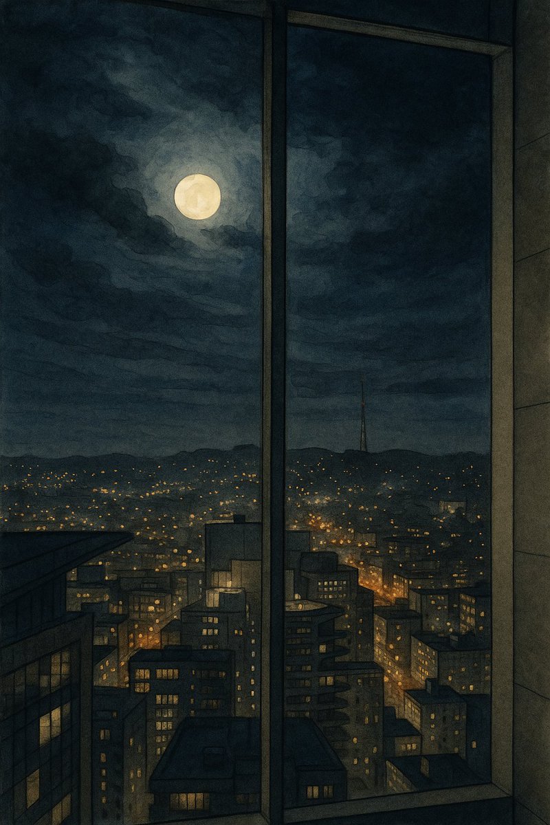 coffeewithone's tweet image. It’s 2:30 AM in San Francisco.
From where I sleep, I can see the moon, framed perfectly above the city’s hills, and a wide stretch of this place we’re trying to build from. The glow hits my bed every night, and I’ve come to expect it. It's a quiet kind of company. Like a silent…