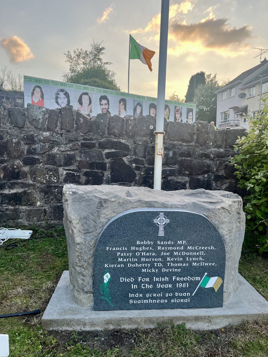 Proud to remember the 1981 Hunger Strikers in Dromore tonight. RIP

“The day will dawn when all the people of Ireland will have the desire for freedom to show, it is then we will see the rising of the moon.”