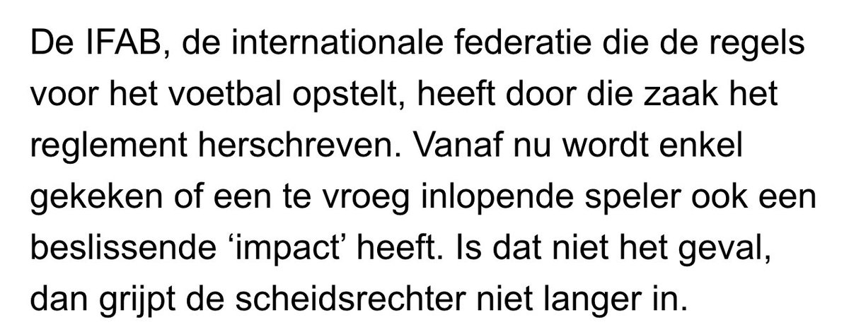 Penalty dus correct afgekeurd, ondanks het feit dat ook Vanhoutte te snel inloopt.
 #ANDUSG

Uit HLN (07/2024):