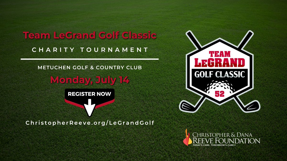 Christopher & Dana Reeve Foundation (@reevefoundation) on Twitter photo Join <a href="/EricLeGrand52/">Eric LeGrand</a>, Team LeGrand and <a href="/ReeveFoundation/">Christopher & Dana Reeve Foundation</a> for the inaugural Team LeGrand Golf Classic at Metuchen Golf and Country Club in Edison, New Jersey on Monday, July 14.
Register at ChristopherReeve.org/LeGrandGolf Join <a href="/EricLeGrand52/">Eric LeGrand</a>, Team LeGrand and <a href="/ReeveFoundation/">Christopher & Dana Reeve Foundation</a> for the inaugural Team LeGrand Golf Classic at Metuchen Golf and Country Club in Edison, New Jersey on Monday, July 14.
Register at ChristopherReeve.org/LeGrandGolf