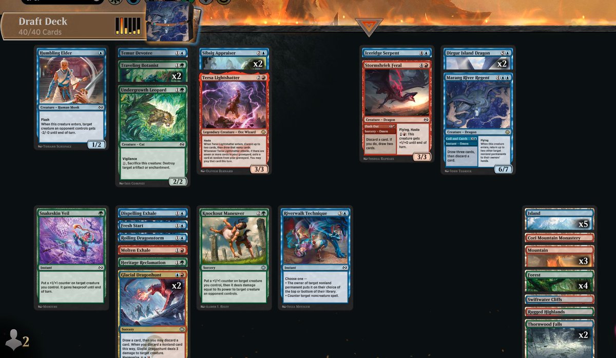 7-0 with this beauty, my first trophy in Temur. Somehow I think I've opened Marang River Regent more than any other rare in the set while drafting.