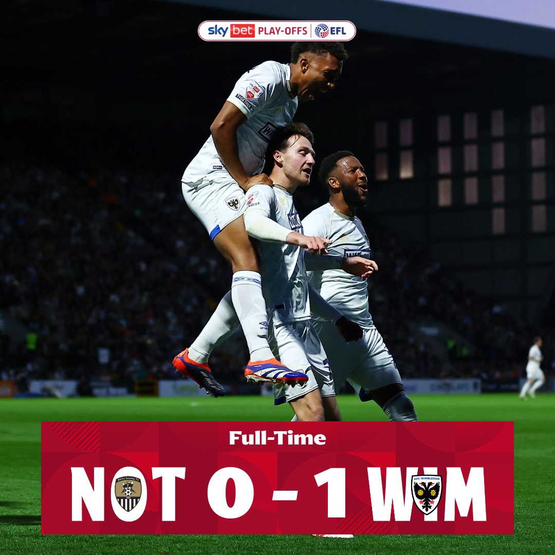 SkyBetLeagueTwo's tweet image. ⏹️ Advantage @AFCWimbledon!

#EFLPlayOffs | #StepUp