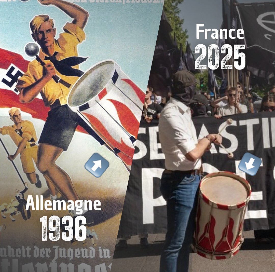 AlertesRacisme's tweet image. Allemagne 1936 — France 2025.

Les mêmes symboles, les mêmes outils.

(✍🏼 @IliesDjt)