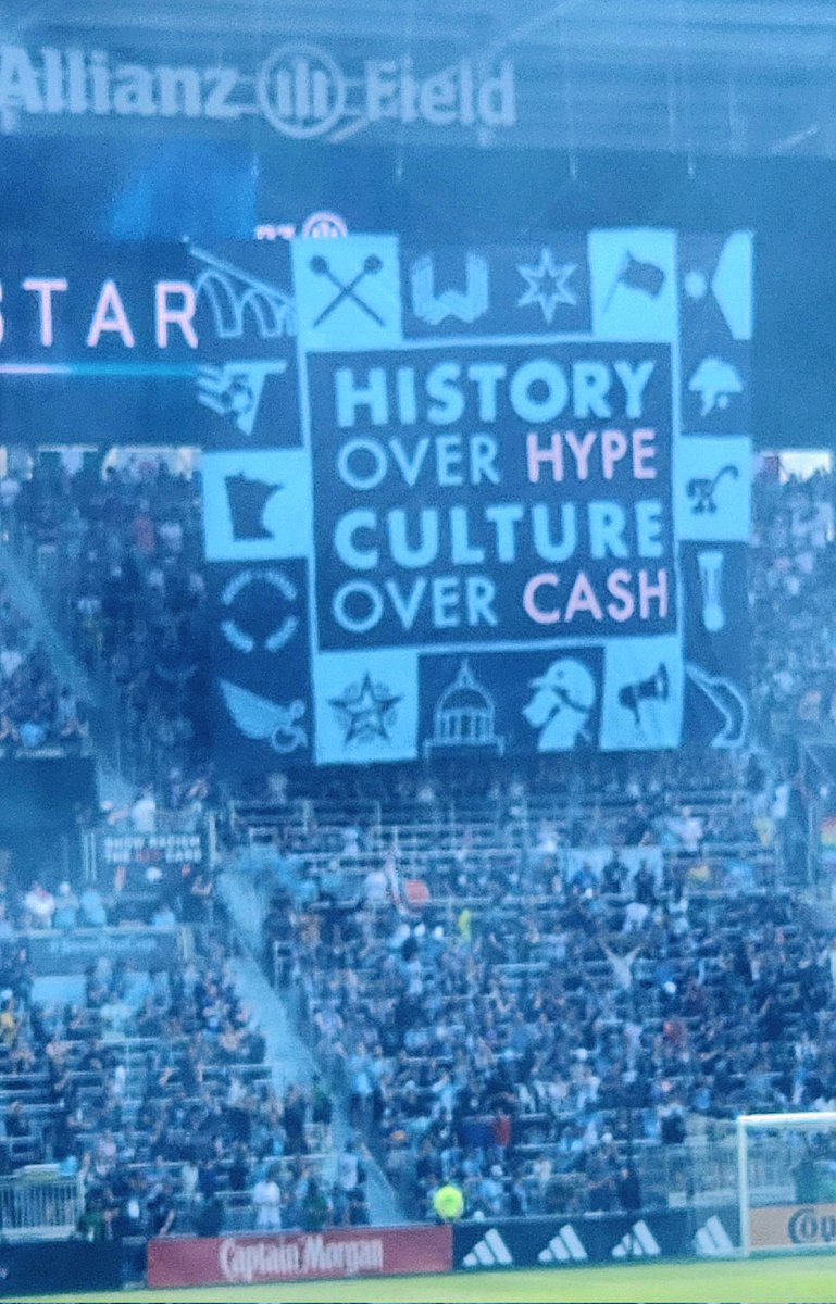 mandy tempel (@atempel) on Twitter photo Amazing <a href="/wonderwall/">Wonderwall</a> tifo for the <a href="/mnufc/">Minnesota United FC</a> game #mnufc
Image Description/ALT Text: Wonderwall tifo features a border all the SG logos with the center that reads: History Over Hype Culture Over Cash
I love the <a href="/AccessiLoons/">AccessiLoons ♿️</a> logo in the bottom left Amazing <a href="/wonderwall/">Wonderwall</a> tifo for the <a href="/mnufc/">Minnesota United FC</a> game #mnufc
Image Description/ALT Text: Wonderwall tifo features a border all the SG logos with the center that reads: History Over Hype Culture Over Cash
I love the <a href="/AccessiLoons/">AccessiLoons ♿️</a> logo in the bottom left