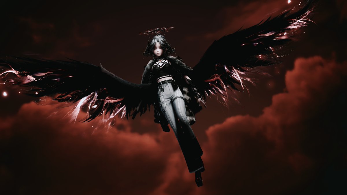 _RunaMomo_'s tweet photo. #infinitynikkitwt #InfinityNikki Descending from crimson skies https://t.co/PPlYsm2NDJ