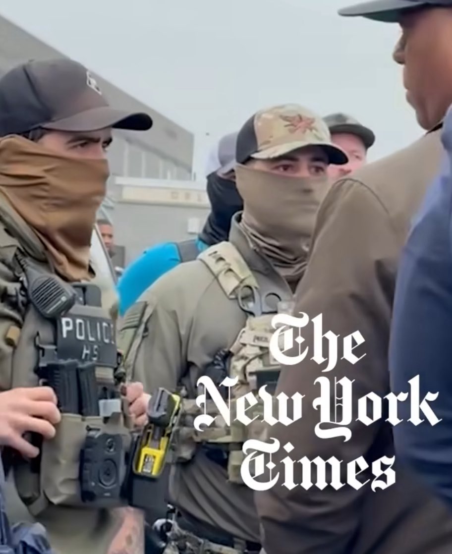 Oh, NOW they want to wear masks. Masks are for Halloween and pandemics. Wearing them while breaking the law under pretense of enforcing it is consciousness of guilt. #TheFaceOfFascism