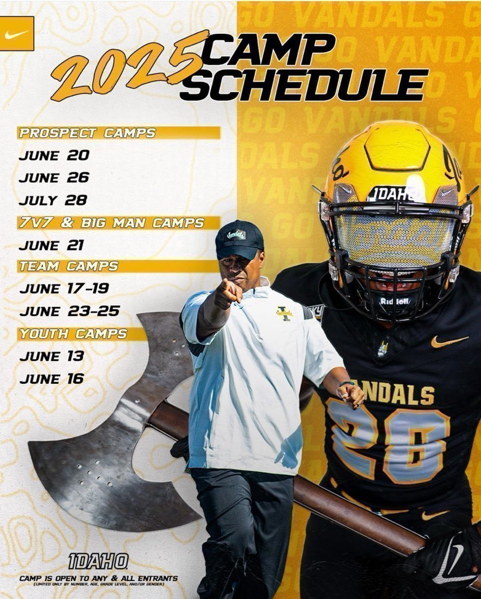 Thank you <a href="/CoachLemming/">JJ Lemming</a> for the <a href="/VandalFootball/">Idaho Football</a> prospect camp invite.