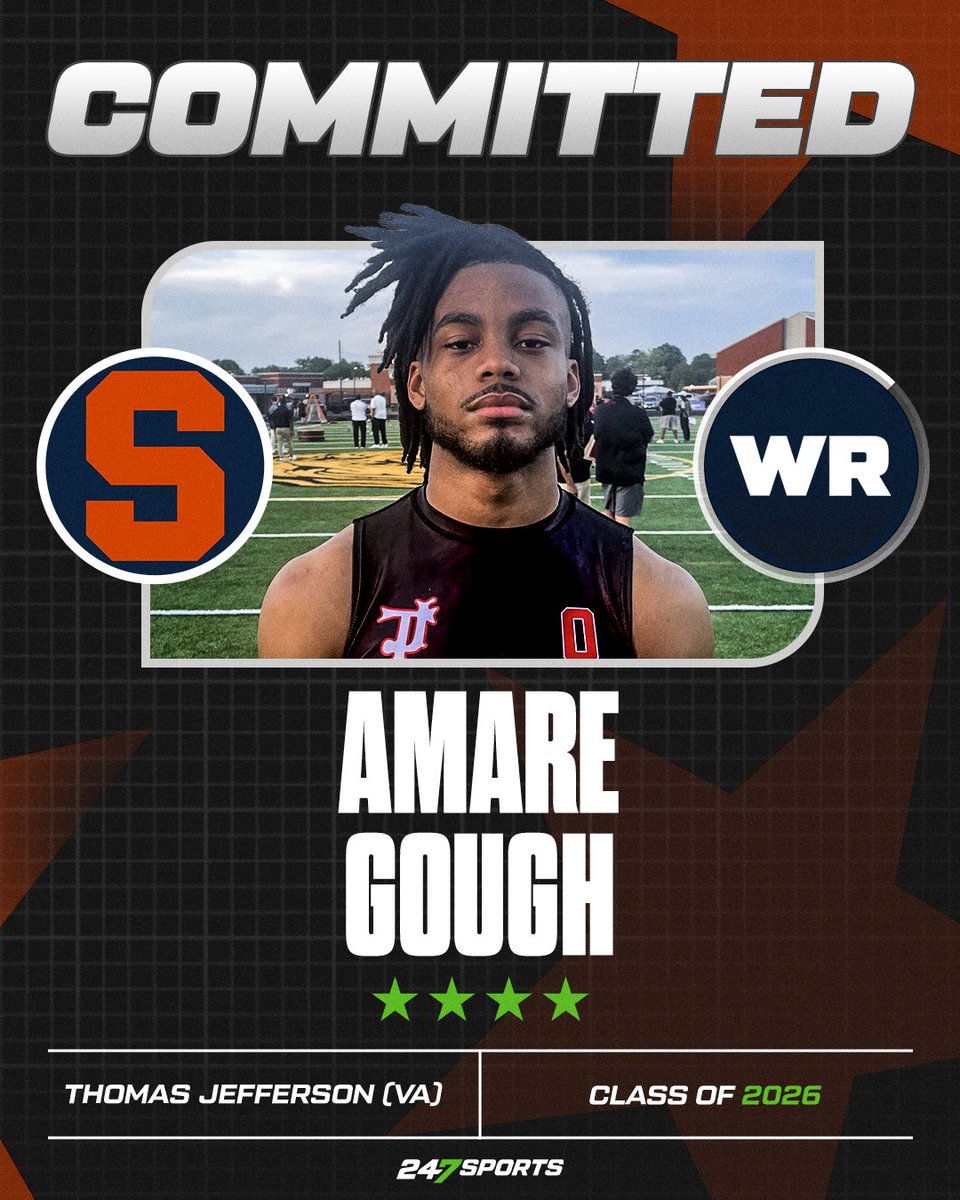 Tom Loy (@tomloy247) on Twitter photo BREAKING: <a href="/CuseFootball/">Syracuse Football</a> lands a big-time commitment from Top247 receiver Amare Gough.
He spoke in-depth with me about his commitment.
“They are getting a humble, hard working, and a guy who wants to win national championships.”
Story from <a href="/McAllisterMike1/">Mike McAllister</a> BREAKING: <a href="/CuseFootball/">Syracuse Football</a> lands a big-time commitment from Top247 receiver Amare Gough.
He spoke in-depth with me about his commitment.
“They are getting a humble, hard working, and a guy who wants to win national championships.”
Story from <a href="/McAllisterMike1/">Mike McAllister</a>