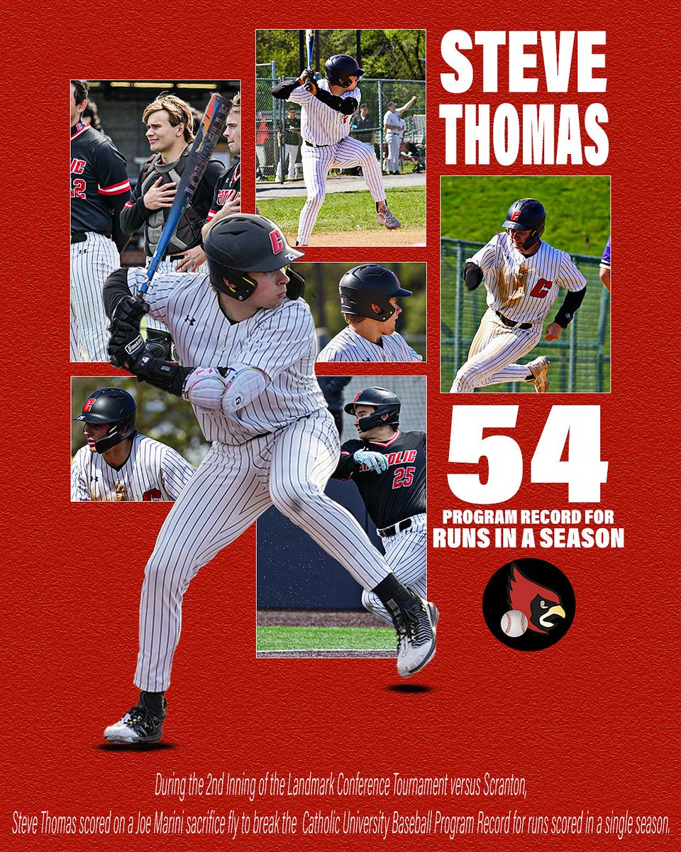 During today’s Landmark Conference Tournament Matchup against Scranton, Steve Thomas broke the program single season run record, by scoring his 54th run of the season, making it the most in the DIII Era