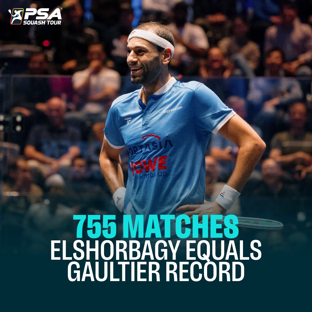 PSA Squash Tour (@psasquashtour) on Twitter photo 🤩 <a href="/MoElshorbagy/">Mohamed ElShorbagy</a> moves level with coach Gregory Gaultier at the top of the all-time men’s PSA appearances list 🤩 <a href="/MoElshorbagy/">Mohamed ElShorbagy</a> moves level with coach Gregory Gaultier at the top of the all-time men’s PSA appearances list