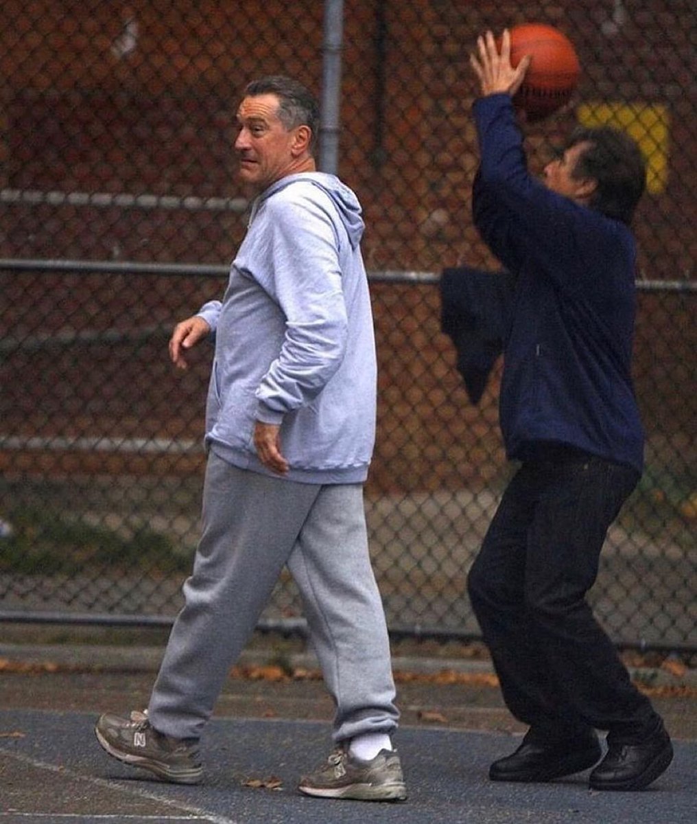 Robert De Niro and Al Pacino playing basketball together (2008)