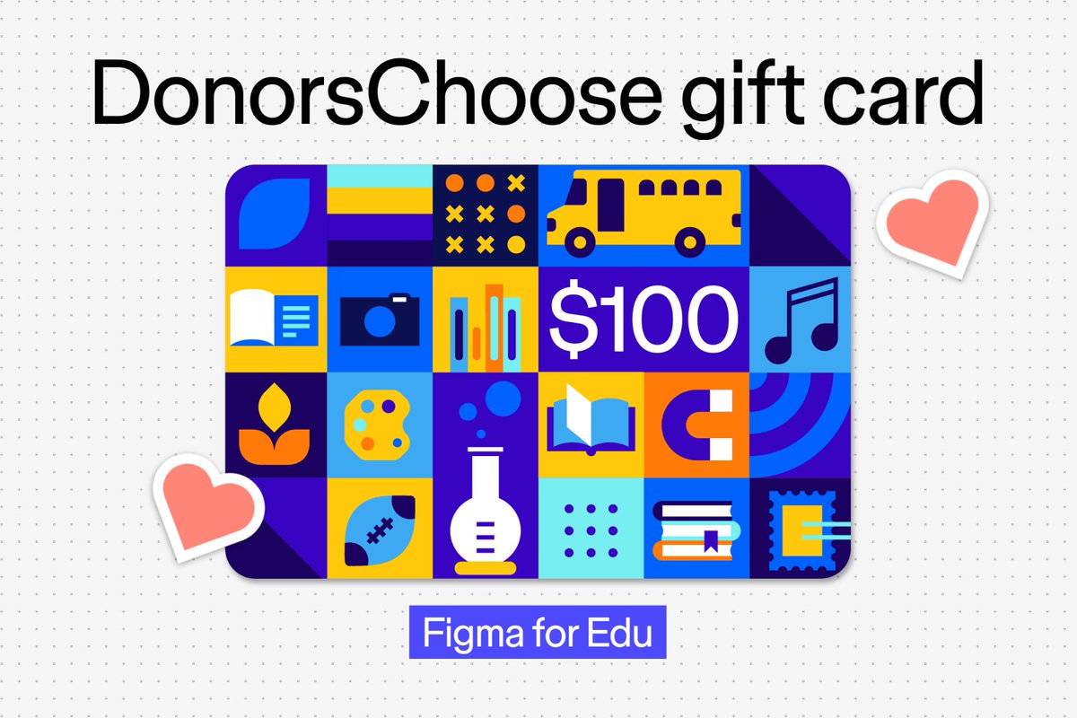 Back at it with Day 6 of #FigmaEdu Teacher Appreciation Week 🥳

Today, we’re giving away $100 <a href="/DonorsChoose/">DonorsChoose</a> gift cards for you to put towards projects of your choice.

To enter, reply with what project ideas you’re excited to support!