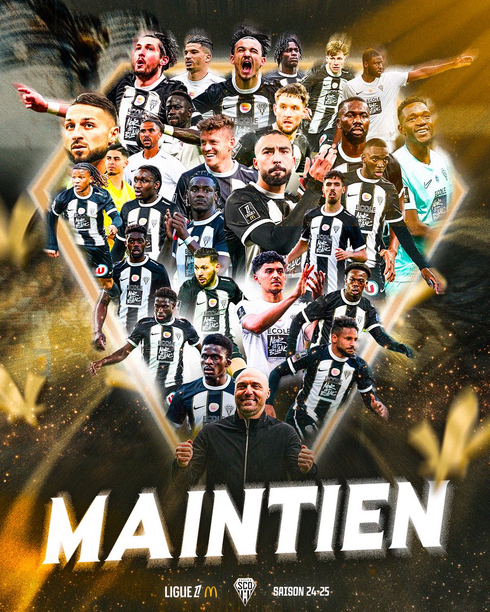 𝗔𝗡𝗚𝗘𝗥𝗦 𝗦𝗖𝗢 𝗘𝗦𝗧 𝗢𝗙𝗙𝗜𝗖𝗜𝗘𝗟𝗟𝗘𝗠𝗘𝗡𝗧 𝗠𝗔𝗜𝗡𝗧𝗘𝗡𝗨 𝗘𝗡 𝗟𝗜𝗚𝗨𝗘 𝟭 𝗠𝗖𝗗𝗢𝗡𝗔𝗟𝗗'𝗦 ! 🖤🤍

Après une saison pleine d'émotions, nos Angevins obtiennent un maintien mérité et évolueront dans l'élite la saison prochaine 🤩

OUIIII LES GARS !!!! 🙌