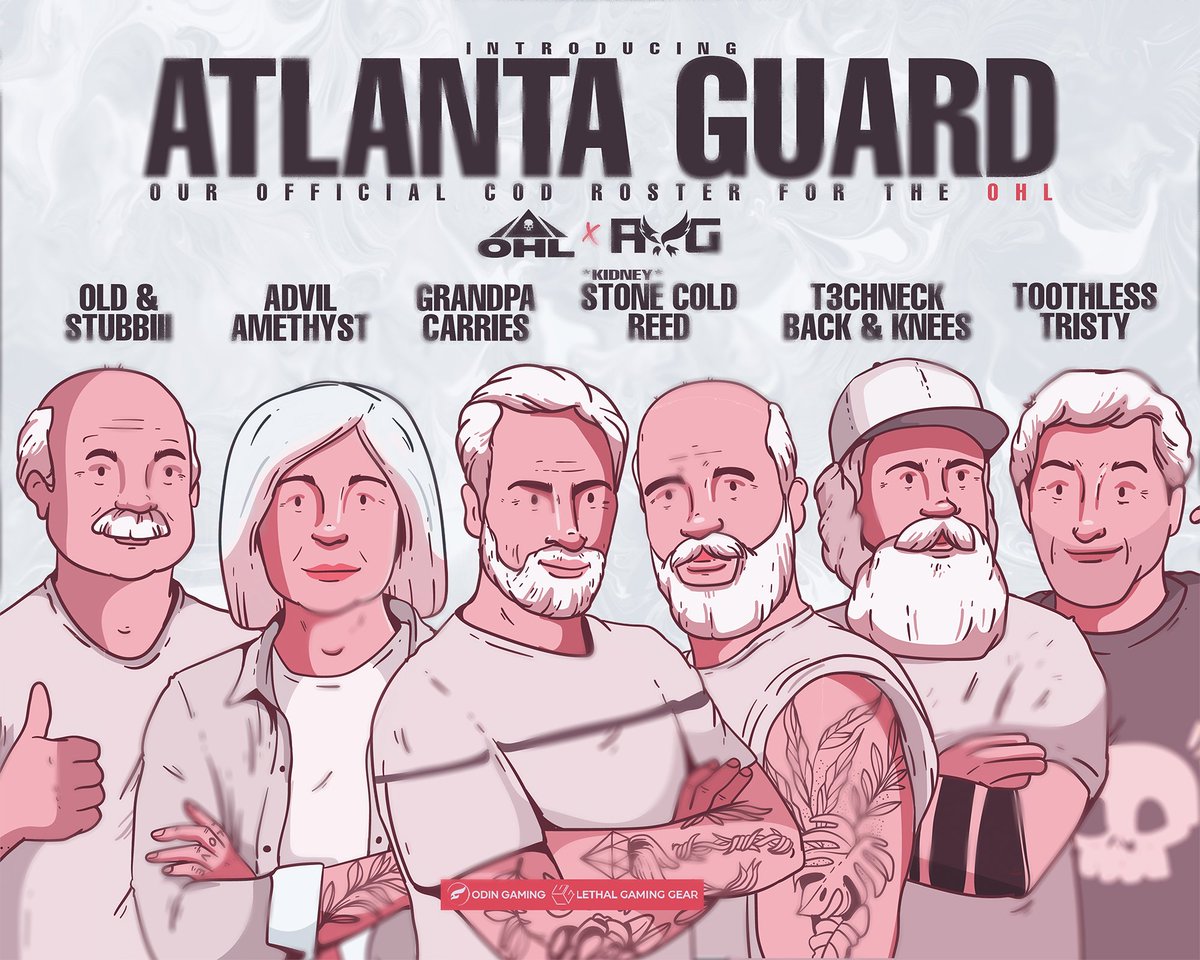 Atlanta Phoenix Guard (@atlphoenixguard) on Twitter photo The grandparents of the <a href="/ATLFaZe/">Atlanta FaZe</a>.
Introducing our roster for the <a href="/OldHeadsLeague/">Old Heads League</a> Call of Duty series.
A place for our staff and friends to rest comfortably in a esports retirement home.
Kickoff tournament live tonight at 8 PM EST with links to follow.
Brought to you by The grandparents of the <a href="/ATLFaZe/">Atlanta FaZe</a>.
Introducing our roster for the <a href="/OldHeadsLeague/">Old Heads League</a> Call of Duty series.
A place for our staff and friends to rest comfortably in a esports retirement home.
Kickoff tournament live tonight at 8 PM EST with links to follow.
Brought to you by