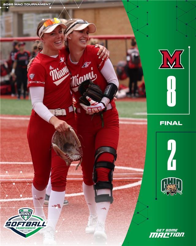 MACtion (@macsports) on Twitter photo Battle of the Bricks 🤝 MAC Softball Championship Title 🏆🥎
The RedHawks secure their fourth-straight tournament title, after taking down the Bobcats 8-2
<a href="/MiamiOH_SB/">Miami Softball</a> | #MACtion | #NCAASoftball Battle of the Bricks 🤝 MAC Softball Championship Title 🏆🥎
The RedHawks secure their fourth-straight tournament title, after taking down the Bobcats 8-2
<a href="/MiamiOH_SB/">Miami Softball</a> | #MACtion | #NCAASoftball
