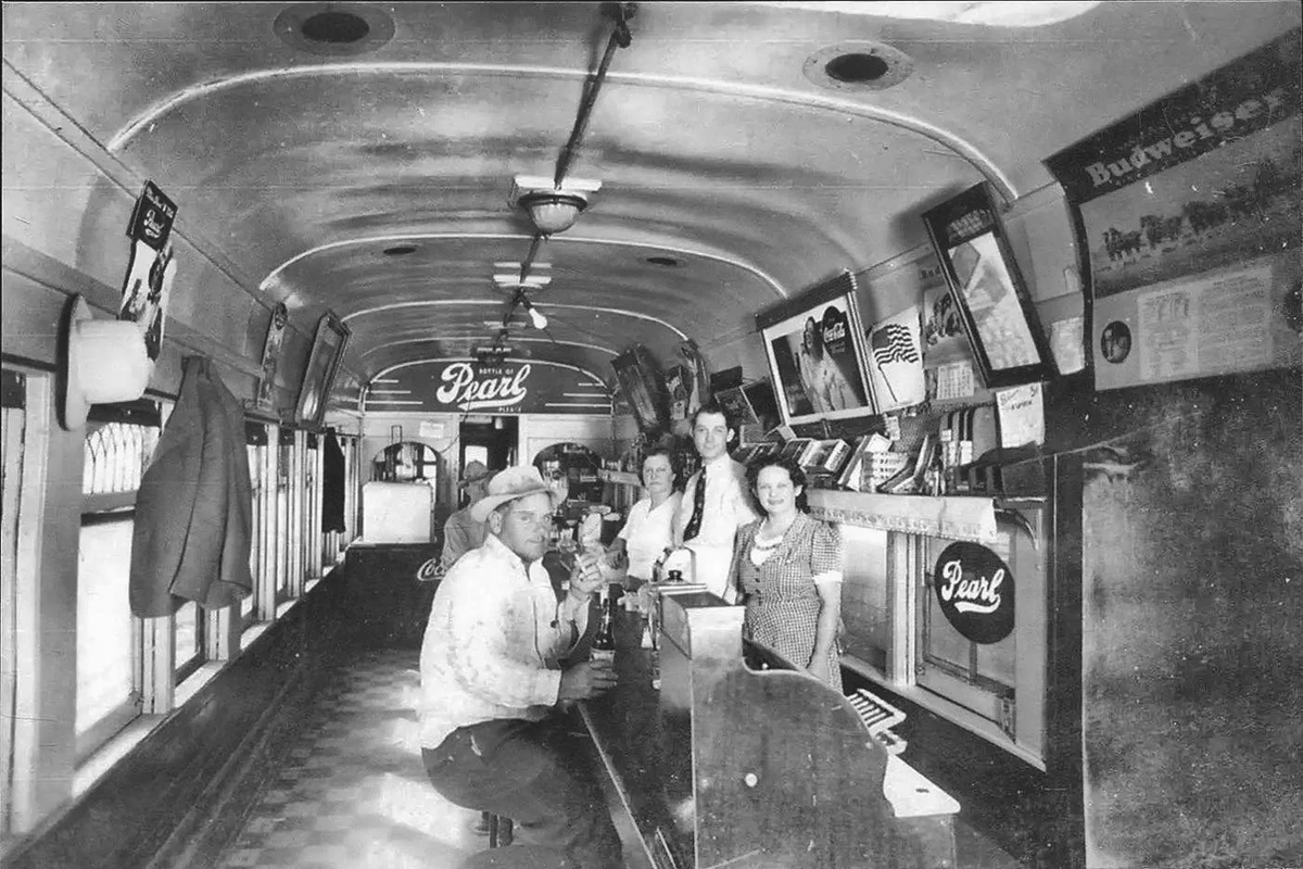 Inside the Streetcar Beer Bar, San Antonio 1941