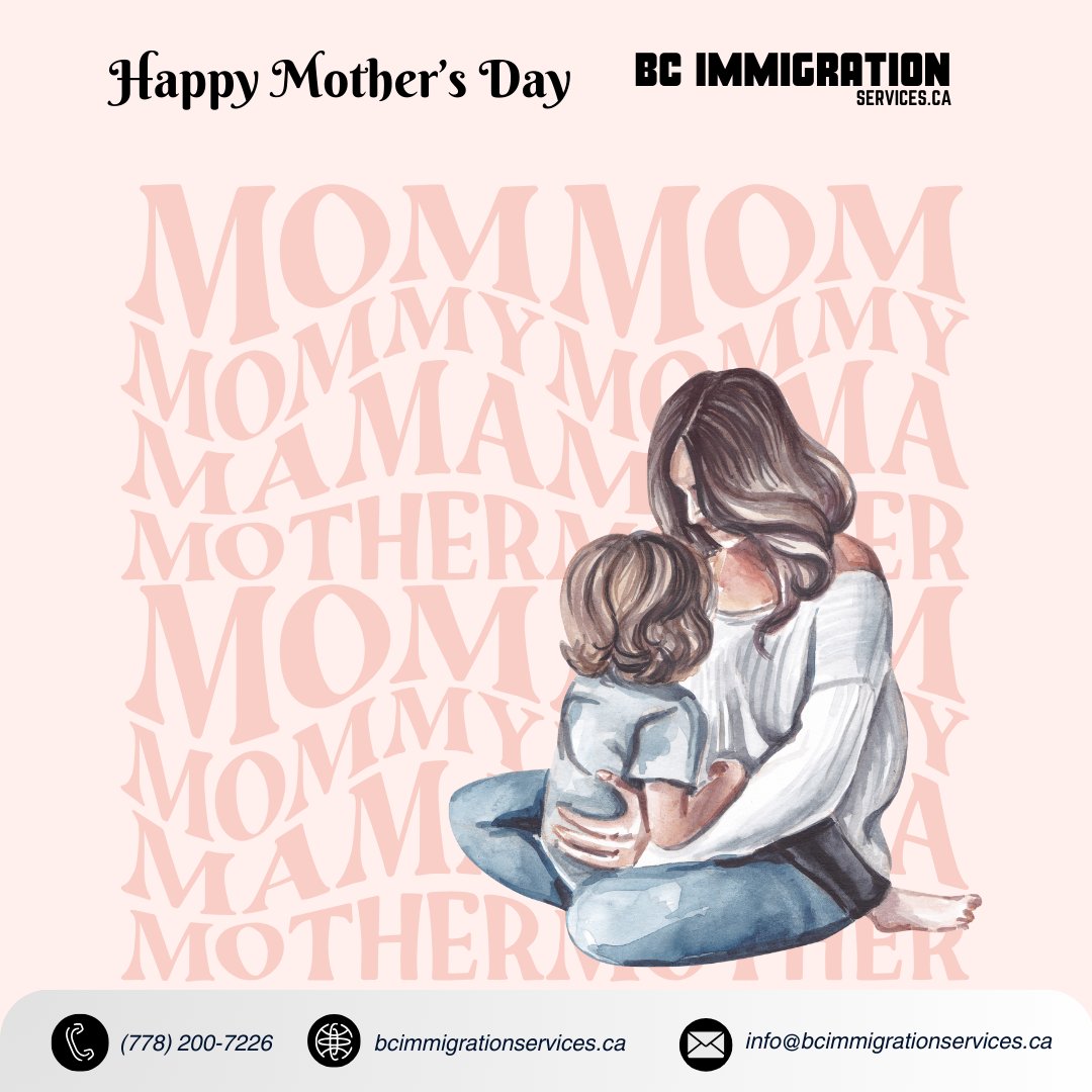 ImmigrationBc's tweet photo. Happy Mother’s Day to all the amazing moms out there! 🌸 Today, we celebrate YOU—the heart of the family and the source of endless love. 💖

📞(778) 200-7226
📲https://t.co/RuXLz7kS1q

#HappyMothersDay #MomLove #ImmigrationCanada  #BCImmigration #PermanentResidency #CanaduanVisa https://t.co/NvNEkzBZAG