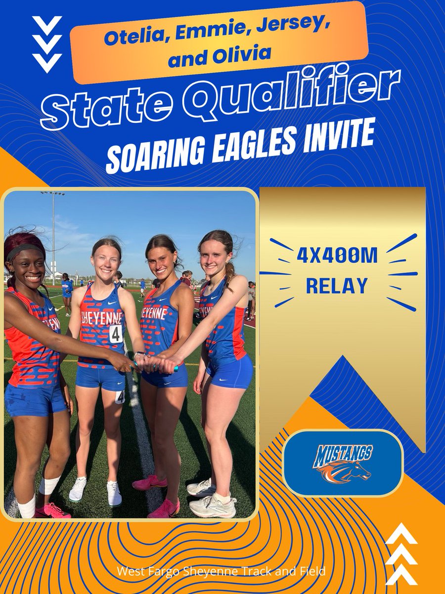 Congrats to Otelia, Emmie, Jersey, and Olivia for qualifying the 4x400m with a time of 4:13.20