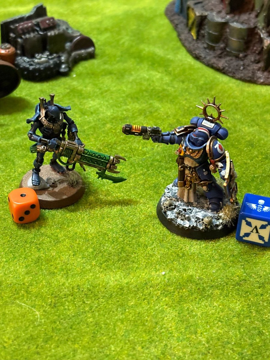 geek_table's tweet image. Another crusade! The highlight had to be these 2 single wound wankers hitting each other with rubber blades! Hilarious to watch and role, eventually Lieutenant Mycellus struck down the filthy xenos! #WarhammerCommunity #ultramarines #warhammer40k #spacemarines #paintingwarhammer