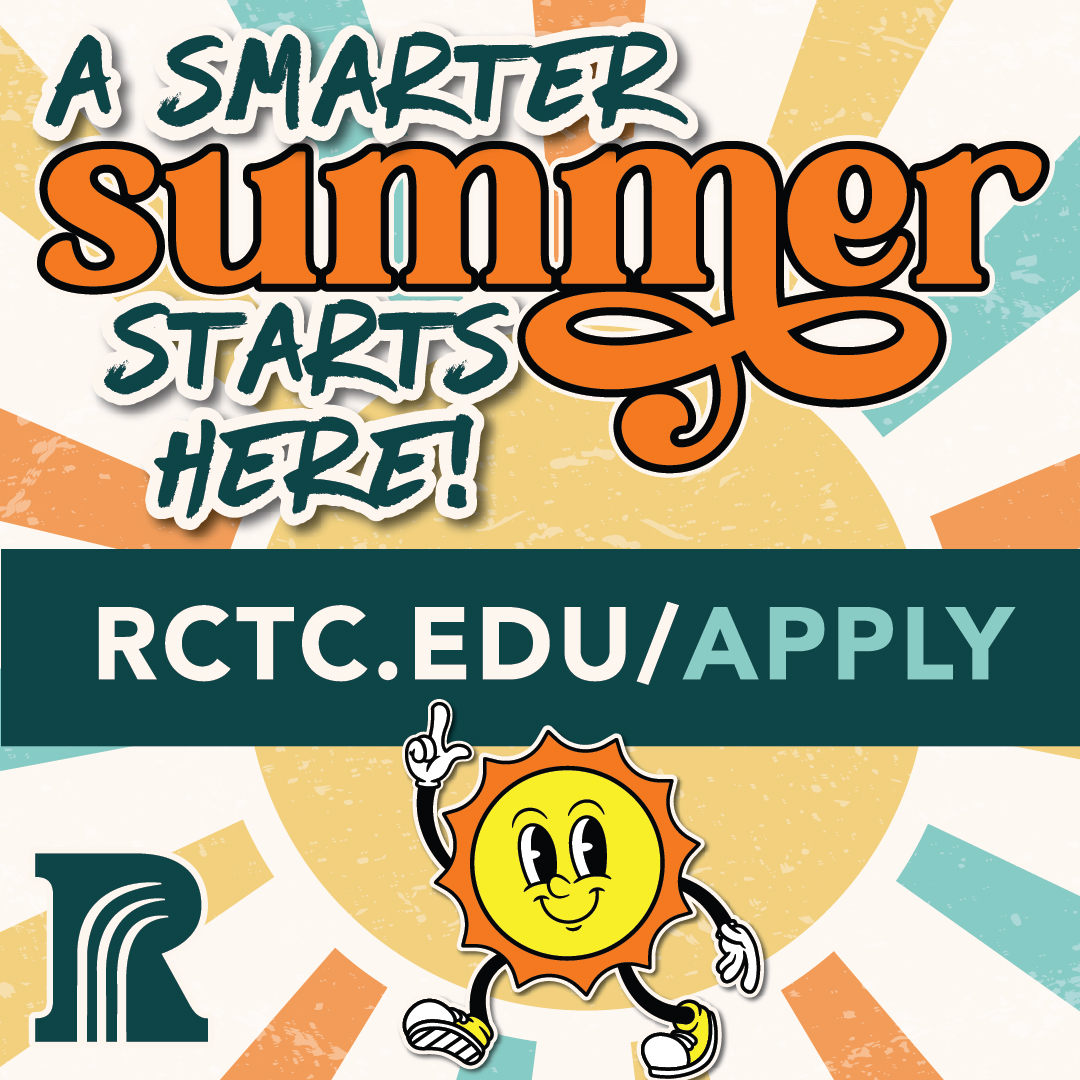 Summer classes start in June and July. Sign up now and have a smarter summer--www.rctc/edu/summer!