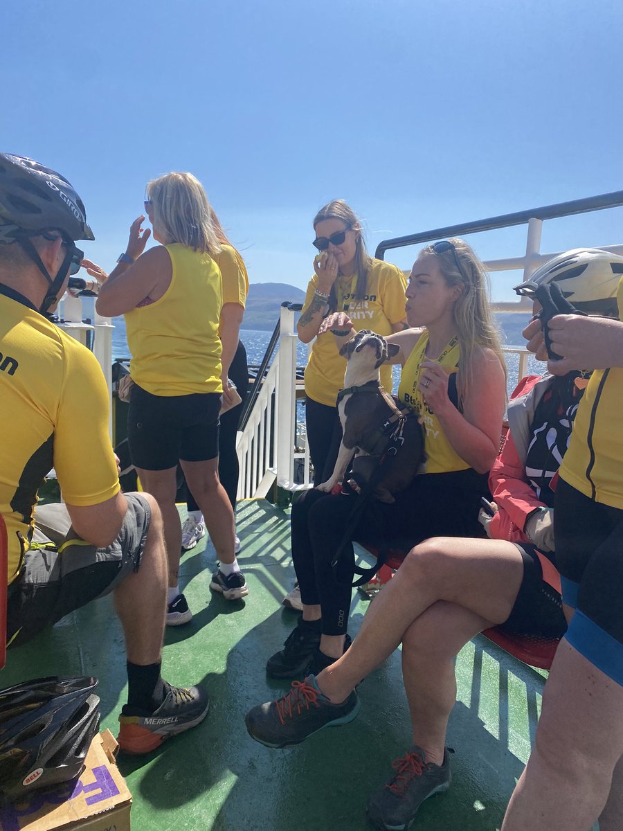 weegiewheelercc's tweet photo. Job done. 75 miles. 4300ft 5 ferries. Great weather banter from a well executed event by people at the Beatson Cancer Charity and thousands raised. #5ferries more photos https://t.co/RlJMiq7G57