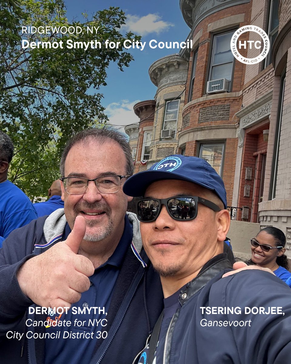Hotel and Gaming Trades Council (@nyhtc) on Twitter photo HTC members were out in Ridgewood today, getting out the vote for <a href="/dpsmyth1/">Dermot Smyth</a> for NYC City Council District 30. A former public school teacher and union advocate, Dermot Smyth supports labor, and we support him! HTC members were out in Ridgewood today, getting out the vote for <a href="/dpsmyth1/">Dermot Smyth</a> for NYC City Council District 30. A former public school teacher and union advocate, Dermot Smyth supports labor, and we support him!