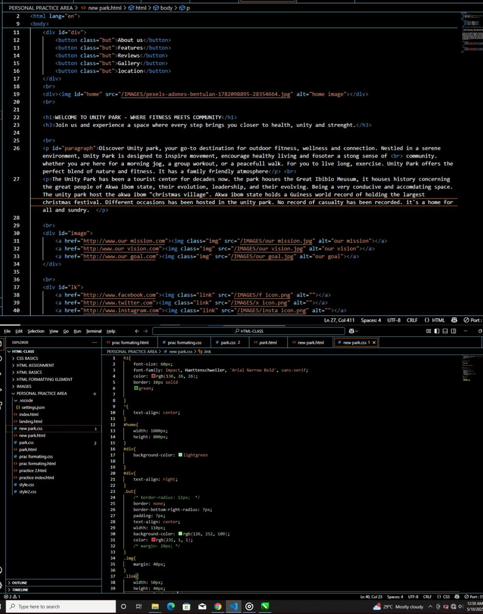 DouglasDev00's tweet image. DAY 6/100
Took a walk, got a spark! While working out, an idea for the park hit me. 
So I used the knowledge I&apos;ve acquired  to recreate a landing page—images as links included! Still a baby dev, but I’m loving the process.

#100DaysOfWebDev #WebDevJourney  @HezeLawson