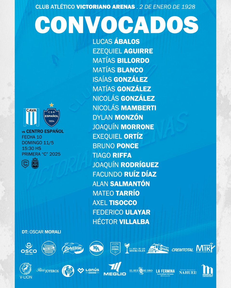 Lista de convocados para enfrentar a Centro Español 👥⚽

#VamosVictoriano 🩵🤍