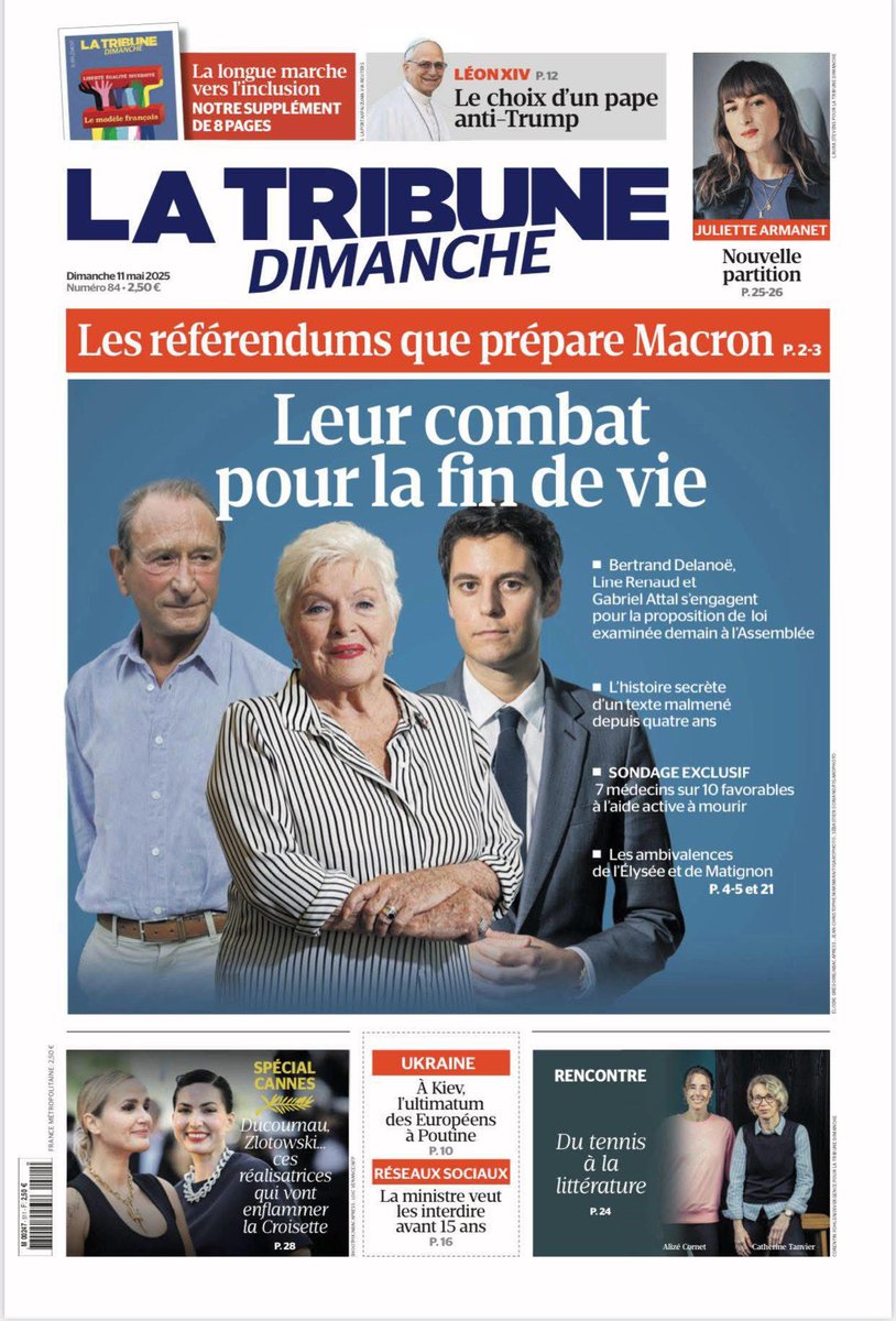 Rémi Marchand 🧗🏳️🌈 (@remimarchand) on Twitter photo Dans ce numéro de <a href="/TribuneDimanche/">La Tribune Dimanche</a> : l’histoire du texte enfin débattu à l’Assemblée. Soutenu par 90 % des Français et 7 médecins sur 10. Mobilisés pour qu’il soit voté le 27 mai, avec deux textes respectant les volontés individuelles.
#ADMD #FinDeVie #ProChoix #LibreChoix Dans ce numéro de <a href="/TribuneDimanche/">La Tribune Dimanche</a> : l’histoire du texte enfin débattu à l’Assemblée. Soutenu par 90 % des Français et 7 médecins sur 10. Mobilisés pour qu’il soit voté le 27 mai, avec deux textes respectant les volontés individuelles.
#ADMD #FinDeVie #ProChoix #LibreChoix