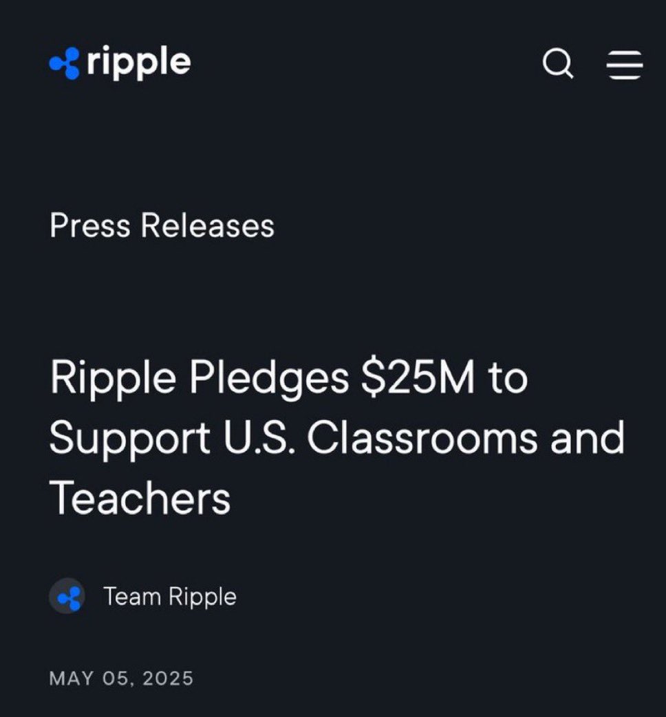 🚨 <a href="/Ripple/">Ripple</a> has pledged $25 million in $RLUSD to support U.S. classrooms and teachers! #XRP 

Major players like Amazon and Walmart have already joined the Cryptotradingfund network!

Now you can see why I’m so bullish on the XRPL’s leading DeFi token, with a $20 billion market