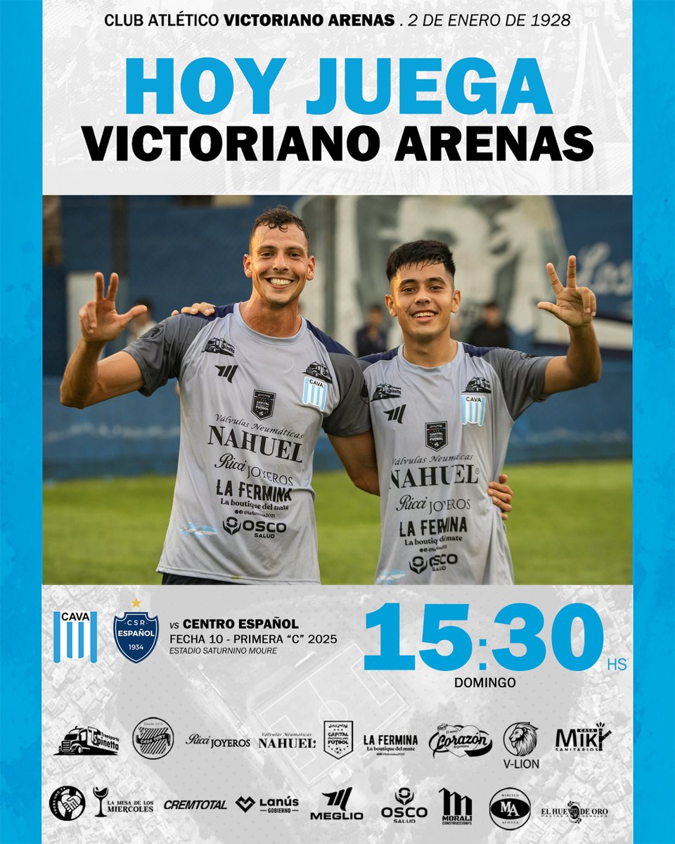 🆚 Centro Español
🕖 15:30 hs
🏆 Fecha 10
🏟️ Estadio Saturnino Moure
🖥️ <a href="/todosunotv/">TodosUnoTV</a>

#VamosVictoriano 🩵🤍